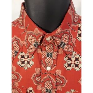 Men's Red Pearl Snap Small Paisley Long Sleeve